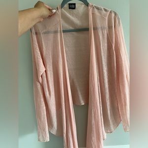 Eileen Fischer Lightweight Open Drape Cardigan Pink (Size XL)